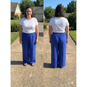 Vintage Gregor Blue Wide Leg Palazzo Pants Women's XL Elastic Waist  Grandmacore